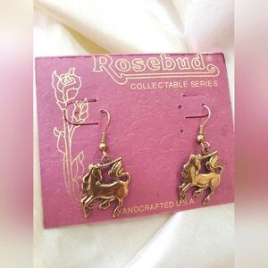 Rosebud Gold Unicorn Earrings